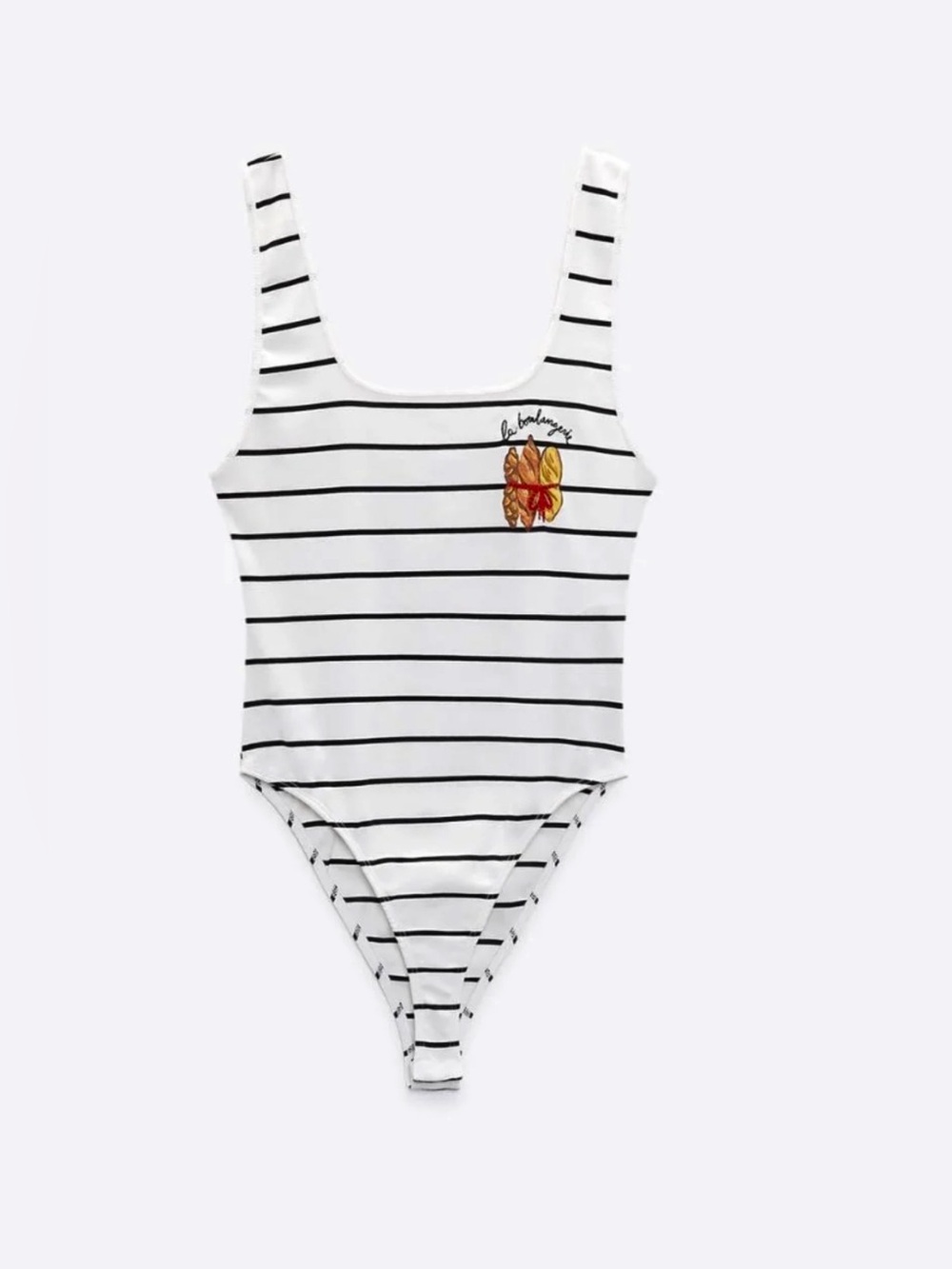 ZARA | Embroidered Striped Bodysuit